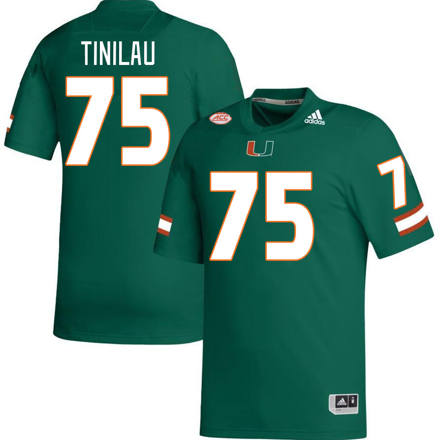 Men #75 Frankie Tinilau Miami Hurricanes College Football Jerseys Stitched Sale-Green - Click Image to Close